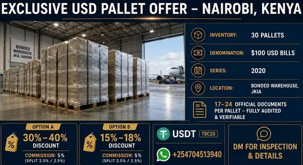 USD-PALETTEN ZUM VERKAUF / ERWERB — NAIROBI, KENIA | ZOLLLAGER AM JKIA