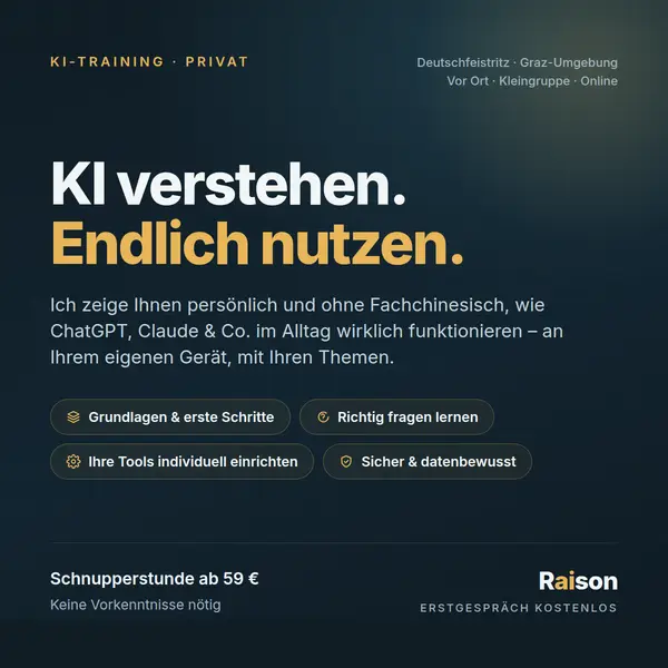 KI verständlich erklärt: ChatGPT & Co. praxisnah lernen — 1:1 oder Kleingruppe